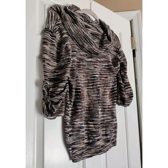 Covington Womens Blouse Top Cowl Neck Size Small S Sm Brown Geometric Fall Shirt - Picture 5 of 15